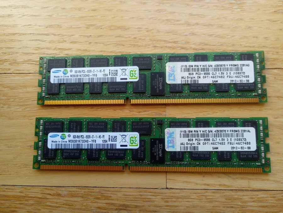 2x 8GB DDR3 PC3-8500 1066MHz CL7 Fri frakt !!