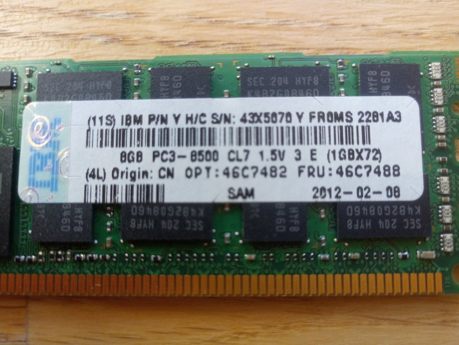 2x 8GB DDR3 PC3-8500 1066MHz CL7 Fri frakt !!