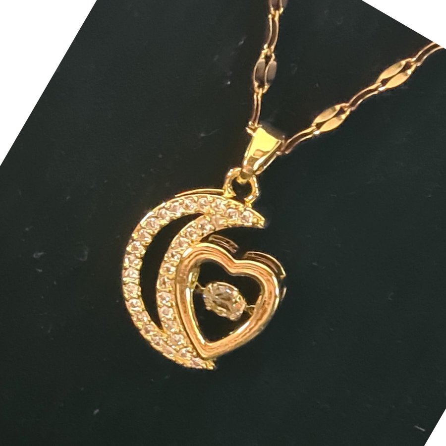 Moon and heart necklace