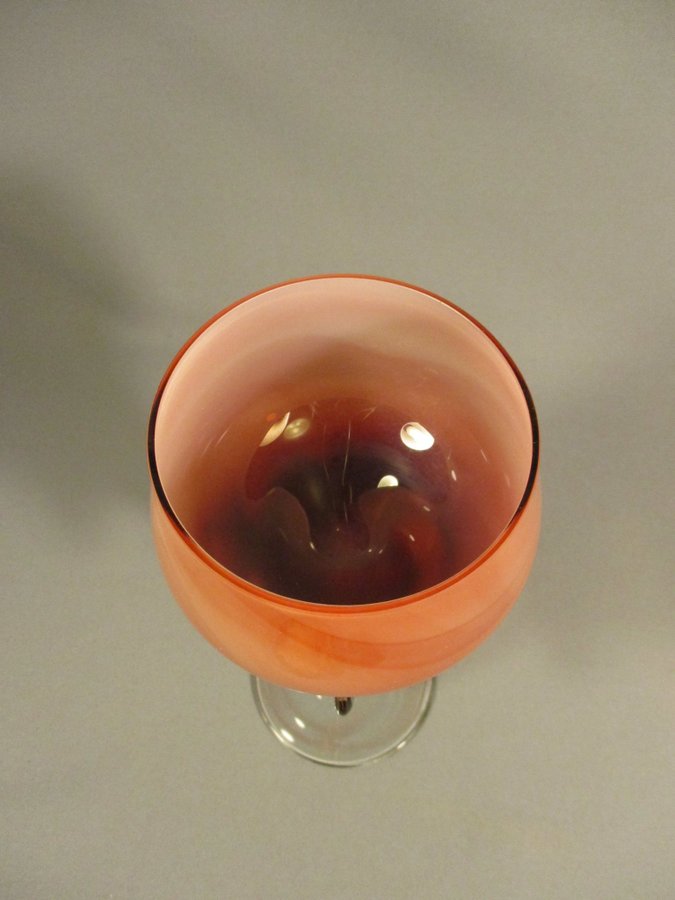 Vintage GLAS, Blåst glasljusstake / Deco Glass, rosa brun