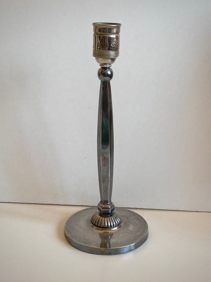 CG Hallberg, bordslampa, nysilver, 1930-tal Art Deco vintage