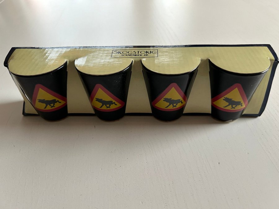 Skogstokig Shotsglas Älgvarning 4-pack