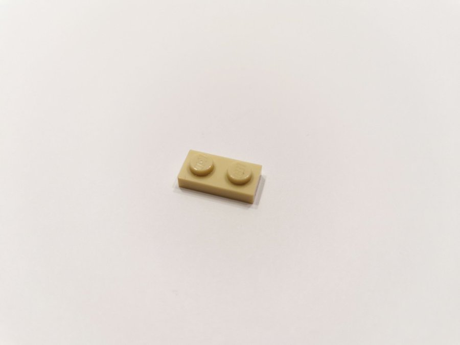 Lego - plate - platt - bas - 1x2 - part 3023 - tan (ljus biege)