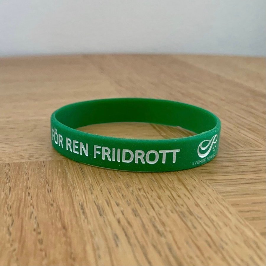 NYTT grönt armband Svensk friidrott gummi JAG STÅR FÖR REN FRIIDROTT antidoping