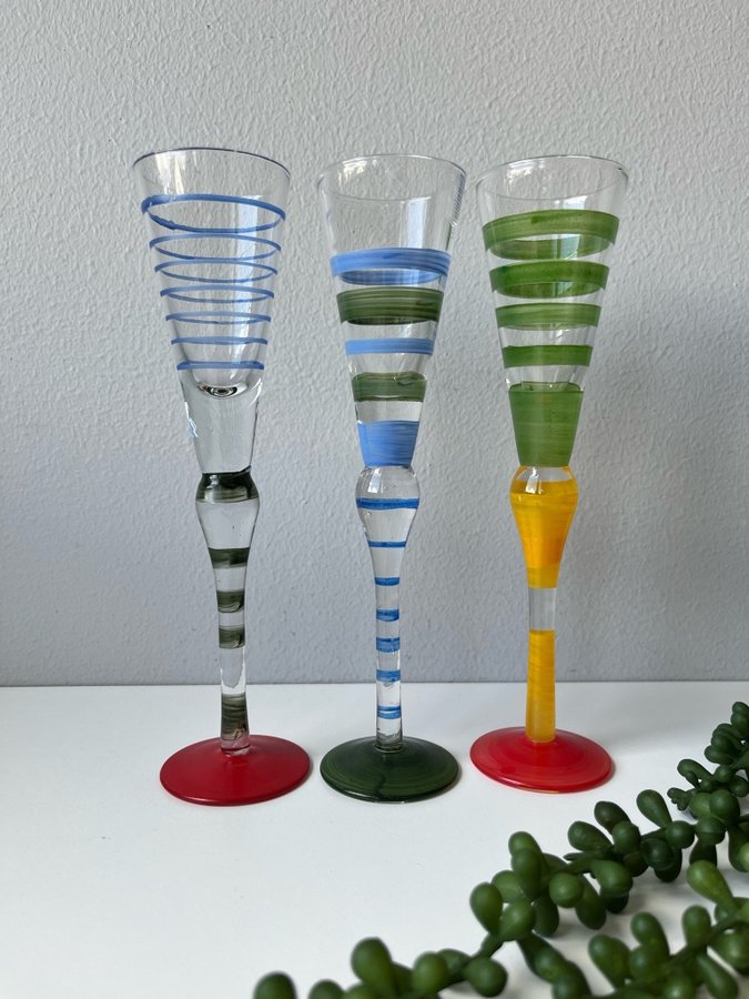 Snapsglas Färgglada glas retro 90-tal