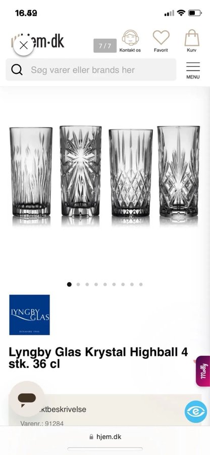 Nye Lyngby Glas Krystal Highball 4 stk