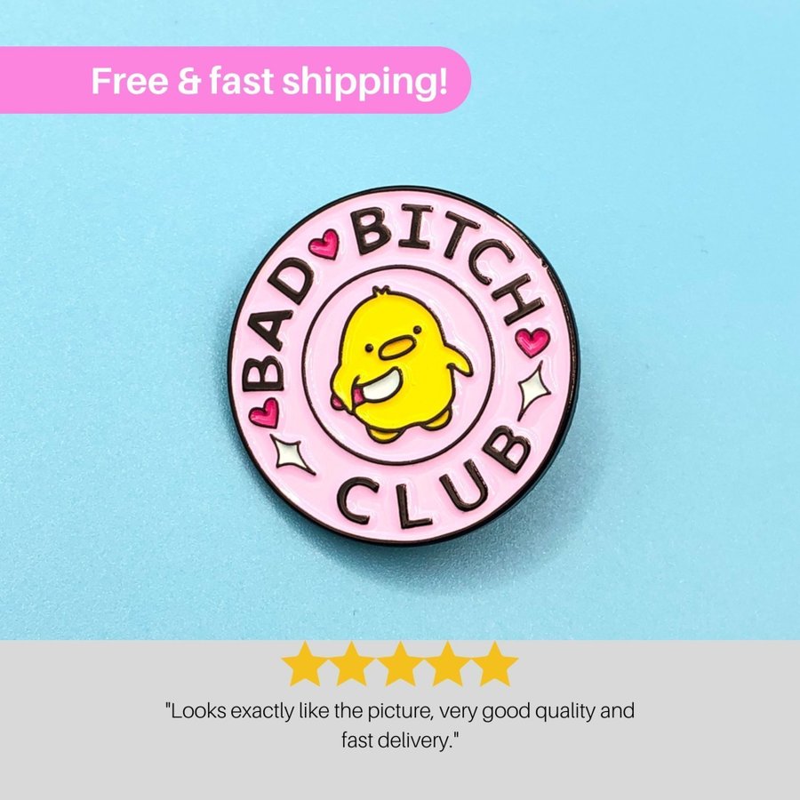 BAD BITCH CLUB Enamel Meme Pin | Funny Duck Pin | Cartoon Badge Brooche