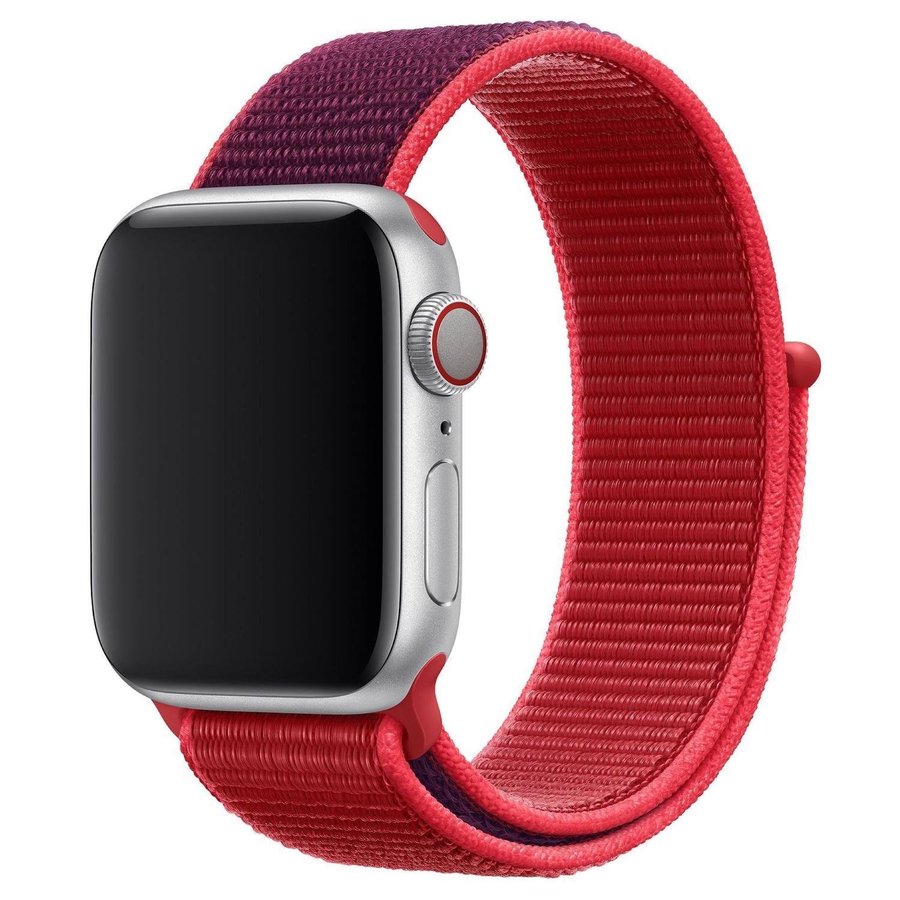 Nylonloop 44/45/46/49mm Apple Watch Armband - RÖD / VINRÖD