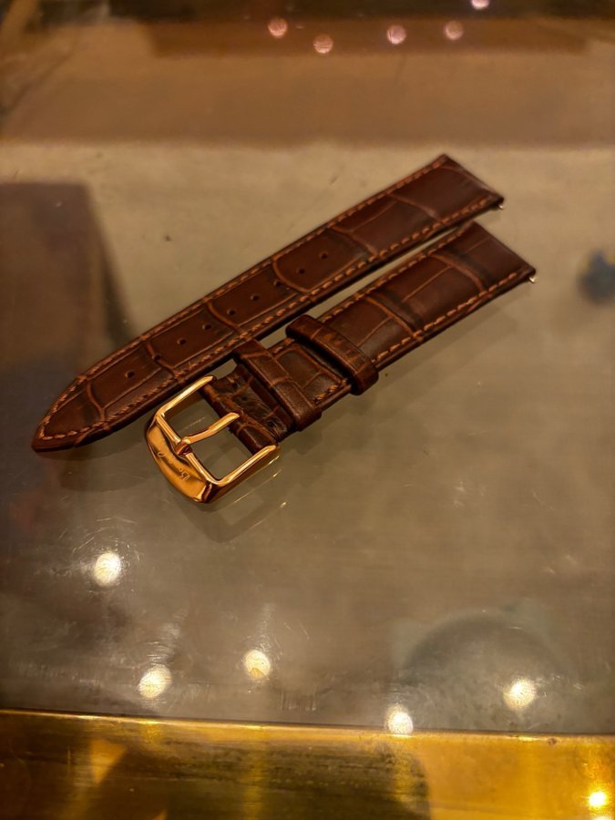 Läderarmband till klocka - Brun med roseguldspänne