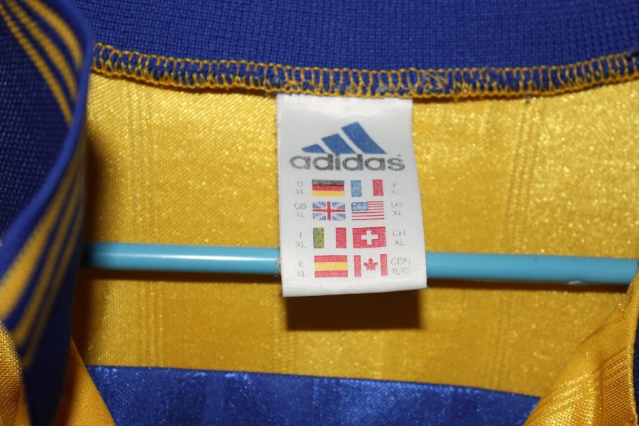 Adidas gul fodboldtrøje, størrelse XL