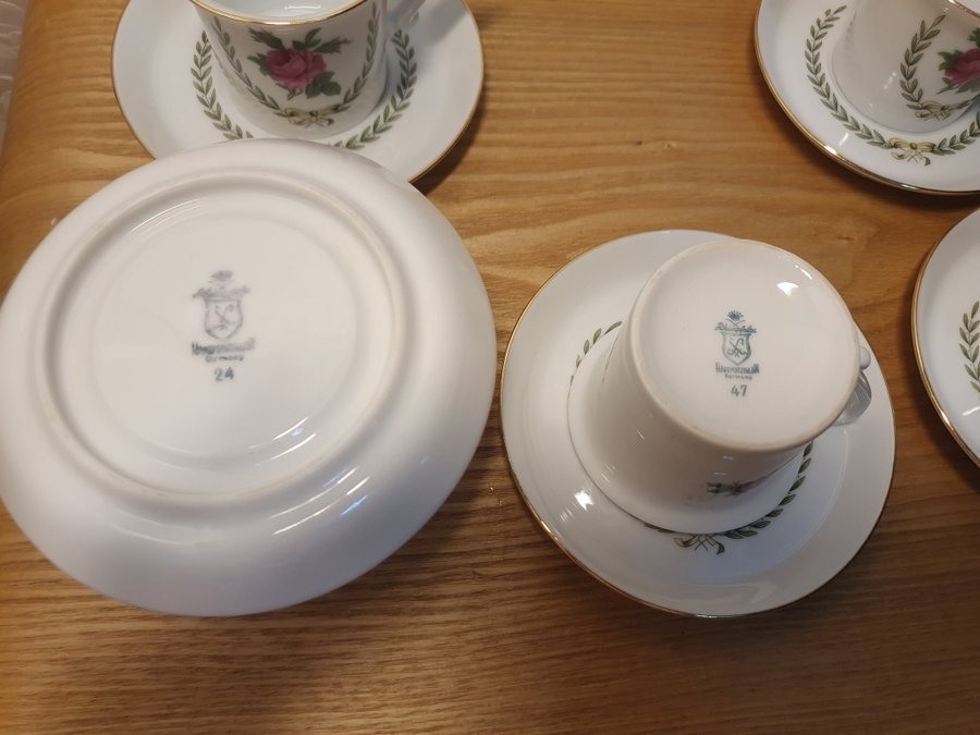 Vintage kaffekoppar 5 st / Rheinpfalz / Hartporzellan / Tyskland 10 delar