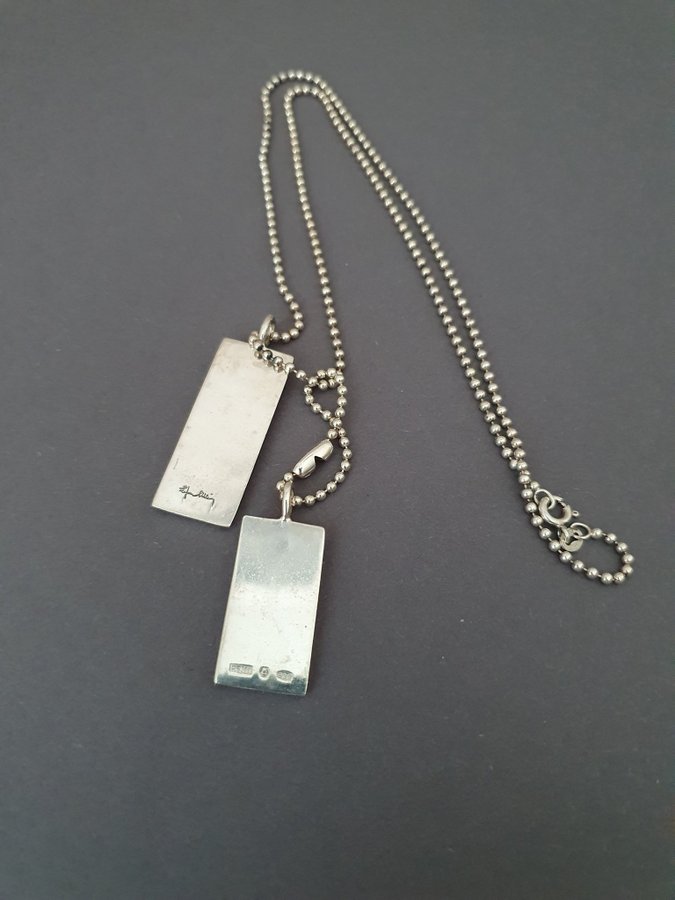 Silver Collier 925 av Efva Attling "Make Love Not War Tags" 505 cm Stämplad