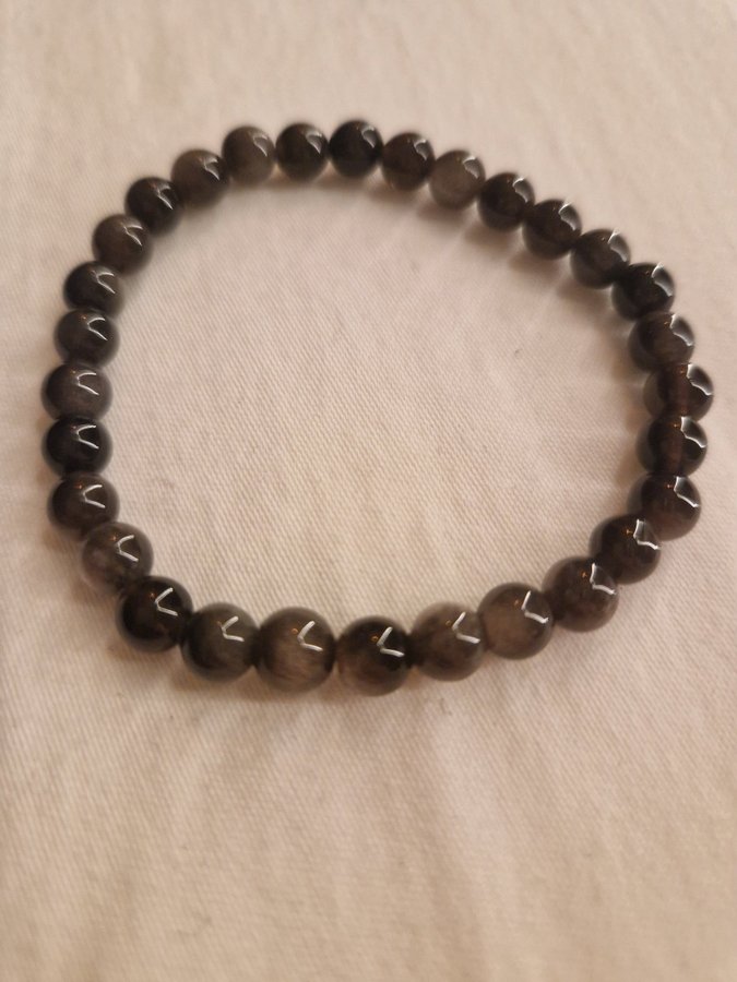 Silver Obsidian beads armband