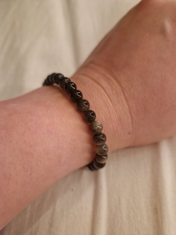 Silver Obsidian beads armband