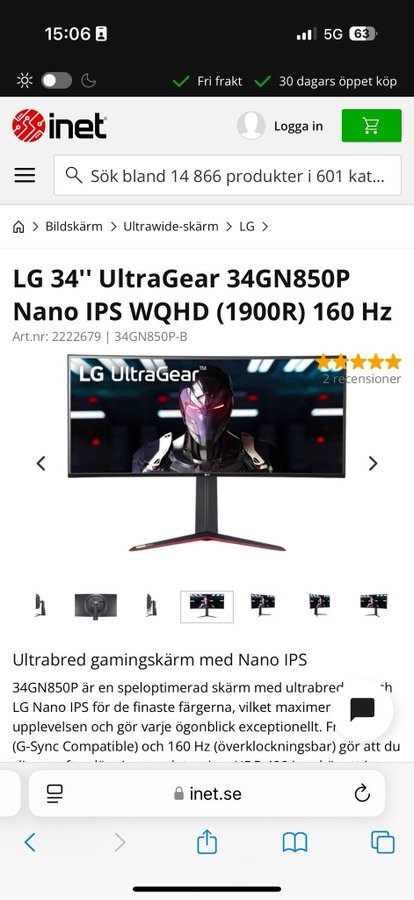 LG 34GN850P-B UltraGear 34 tum