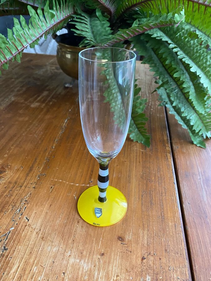 Polka svart-vit Anne Nilsson Orrefors Champagneglas - Vitvinsglas