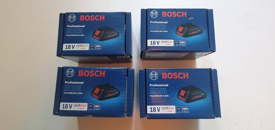 4 st Bosch 18V 4.0Ah ProCORE18V Batterier