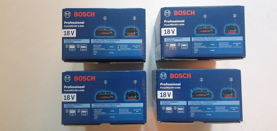 4 st Bosch 18V 4.0Ah ProCORE18V Batterier