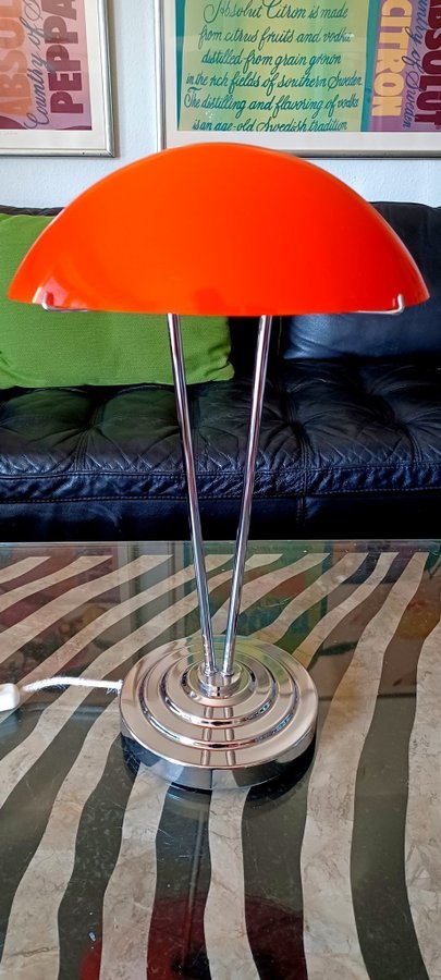 Fed Art Deco stil IKEA vintage lampe med orange glas skærm