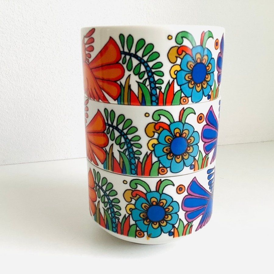 3 Villeroy  Boch Acapulco Kaffekoppar Koppar Retro