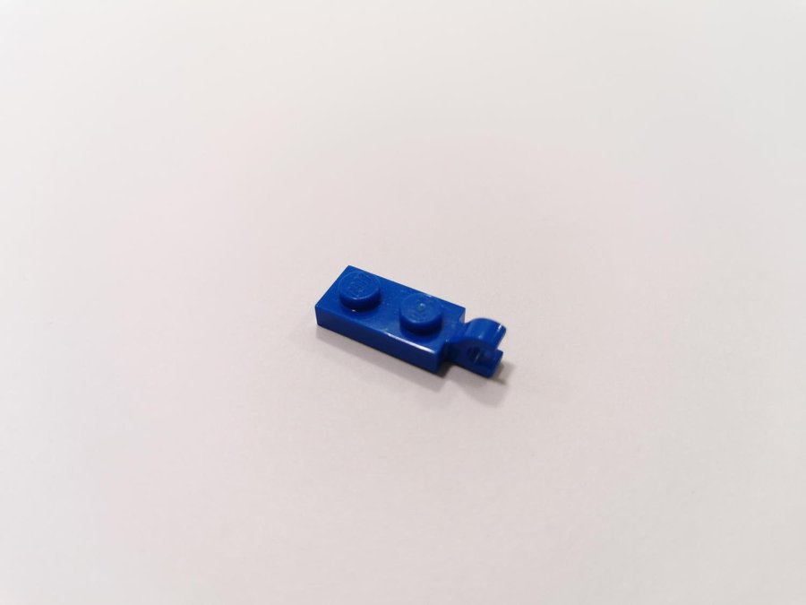 Lego - plate - modified - clip on end - 1x2 - part 63868 - blå