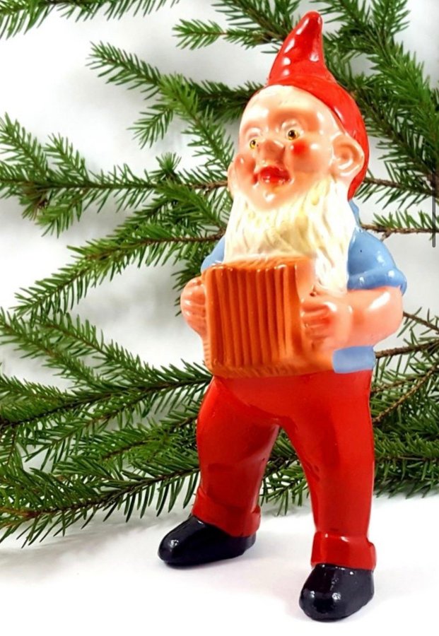 Tomte med dragspel retro vintage julpynt 50-tal