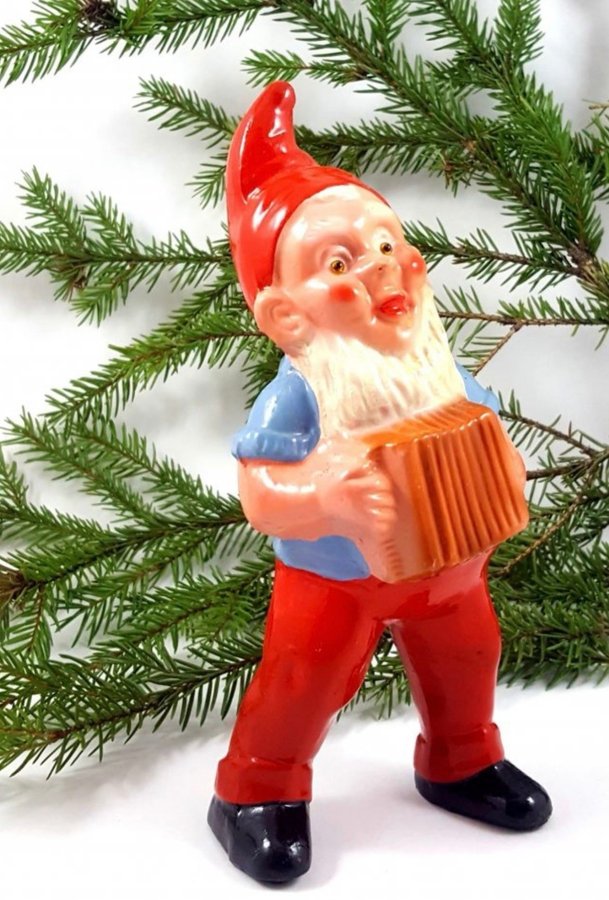 Tomte med dragspel retro vintage julpynt 50-tal