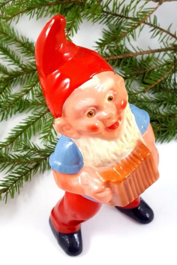 Tomte med dragspel retro vintage julpynt 50-tal