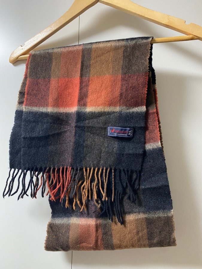 Hemley brown, orange, black Scarf, 100% cashmere