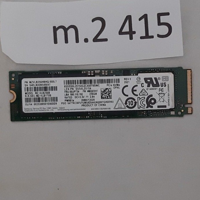 SSD Samsung M2 NVMe PCIe256GB formfaktor 2280