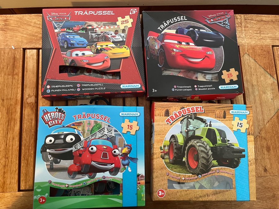 4 Pussel Kärnan 2 st Cars, Heroes of the city, traktor