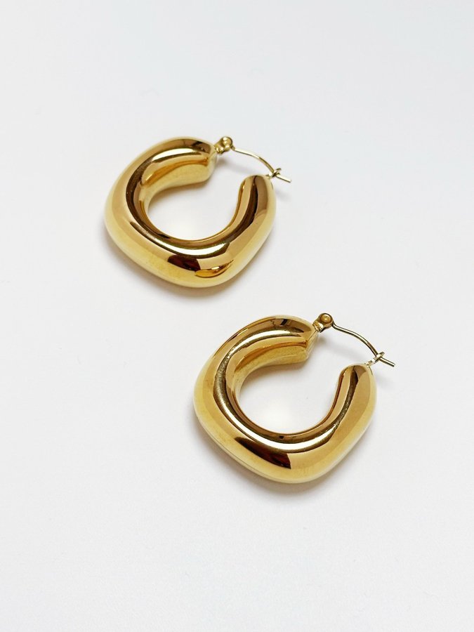 Chunky hoops i stål med 18k guld