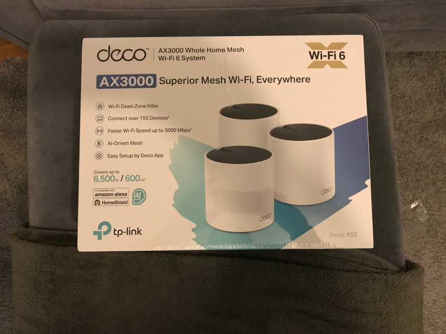 TP Link Deco X55 Mesh router WIFI 6 (3-pack) oöppnat