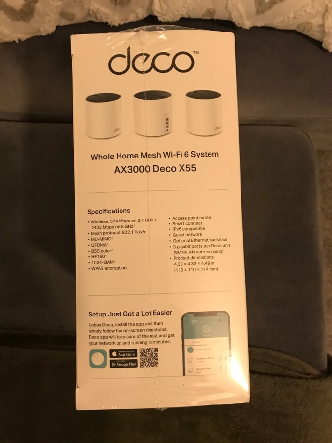 TP Link Deco X55 Mesh router WIFI 6 (3-pack) oöppnat