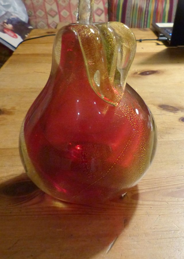 Konstglas Päron stor Pear Kanske Murano Tung 1,5 kg