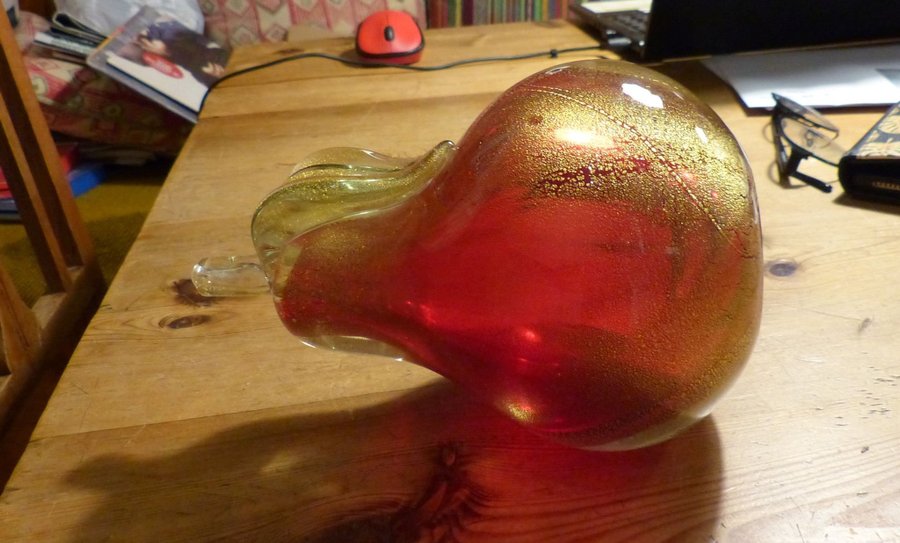 Konstglas Päron stor Pear Kanske Murano Tung 1,5 kg