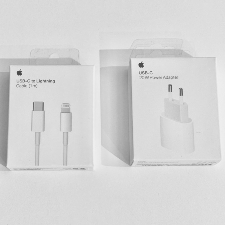 Apple USB-C till Lightning-kabel (1 m) och 20W USB-C-strömadapter