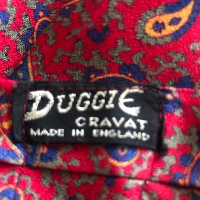 DUGGIE vintage 1960/70's red paisley patterned unisex cravat - Made in England