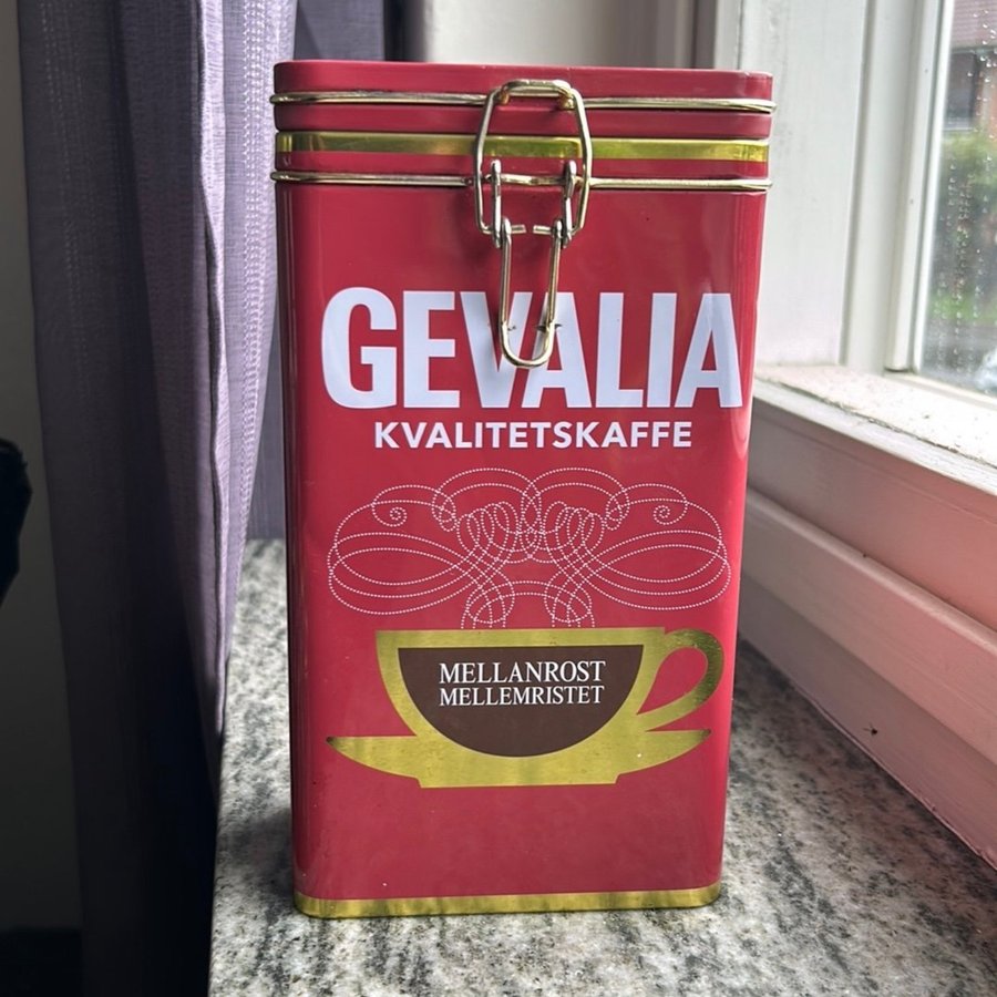 Gevalia Kvalitetskaffe burk plåt med lås