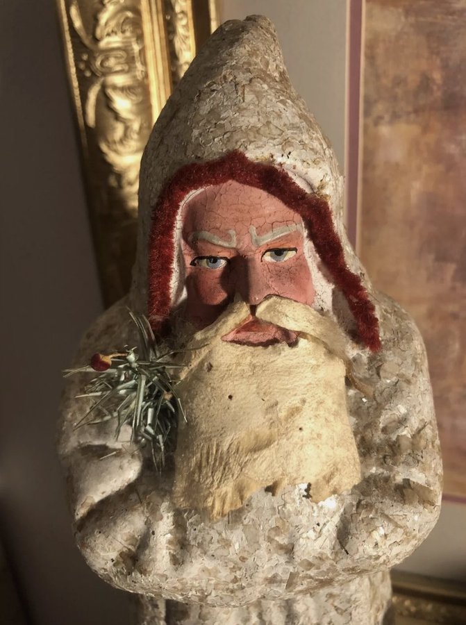 2 Antique Old Belsnickle Christmas Santa Claus Figure Small  Large