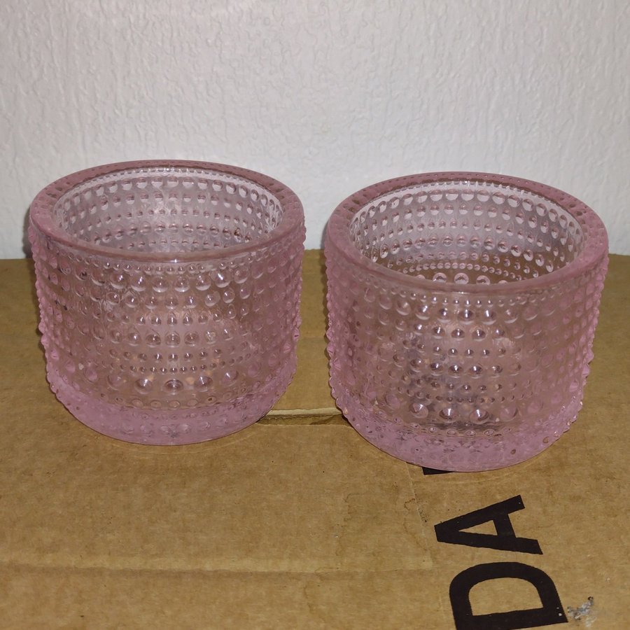 Iittala Kastehelmi 2 st ljus rosa ljuslyktor