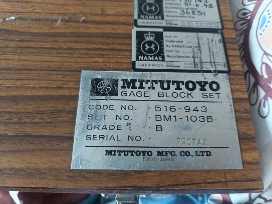 Mitutoyo GAGE BLOCK SET BM1-103B