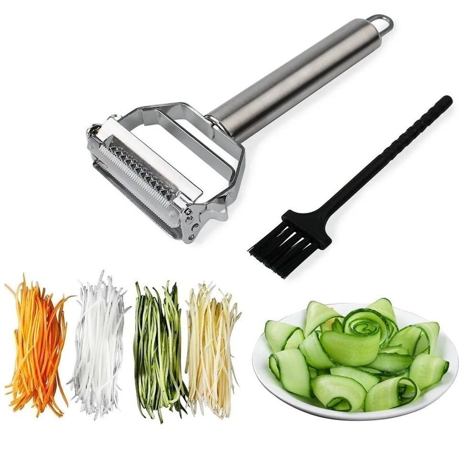 Helt ny kök apparat multi funktionell rostfri stål skalare hyvel peeler + borste