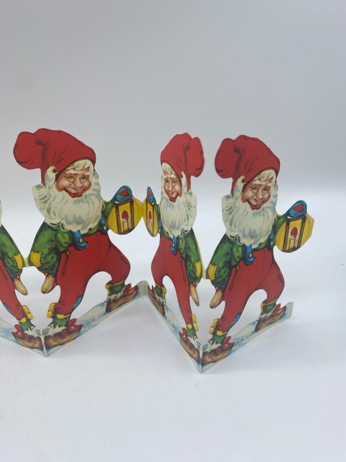 Jultomtar i papp - E.O.  Co. Girlang Vintage Retro Jul Advent