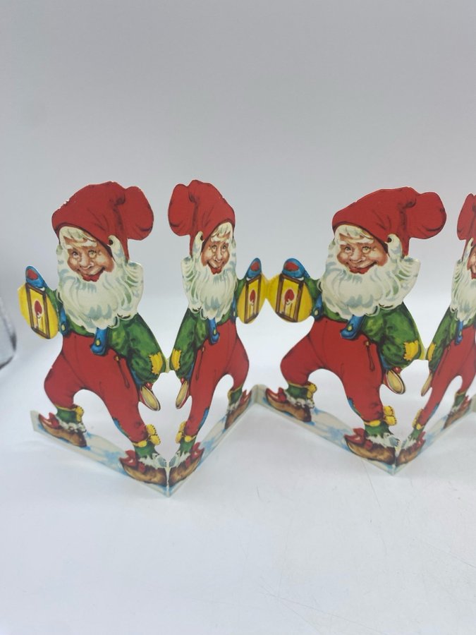 Jultomtar i papp - E.O.  Co. Girlang Vintage Retro Jul Advent