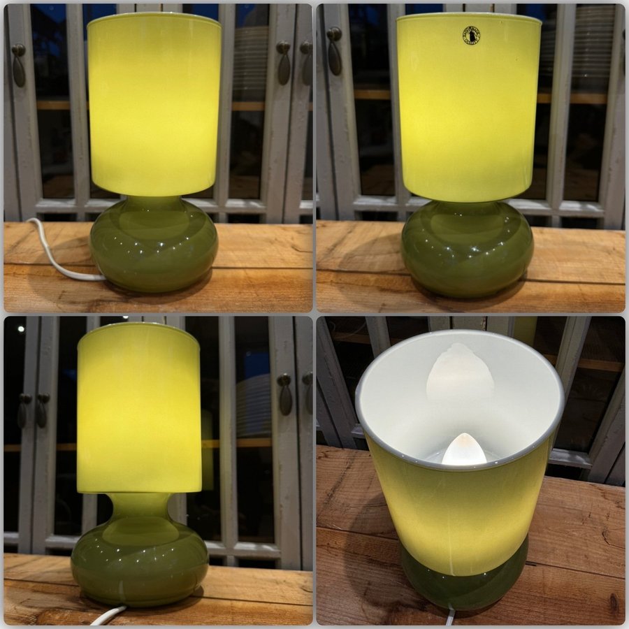 Ikea / Lykta / Glas / Mossgrön / Bordslampa / Sänglampa / Retro / Vintage