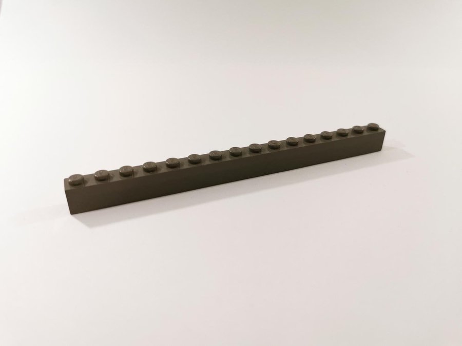 Lego - bit - bas - brick - 1x16 - part 2465 - mörkgrå (old dark gray)