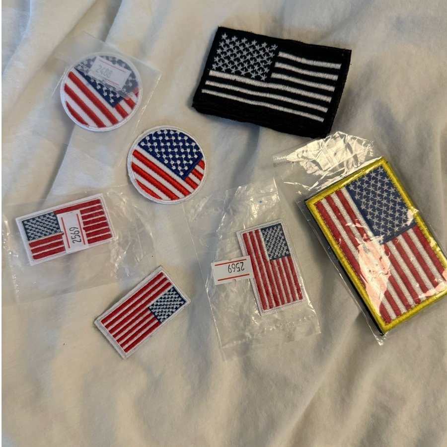 Diverse USA tygmärken patches flaggor