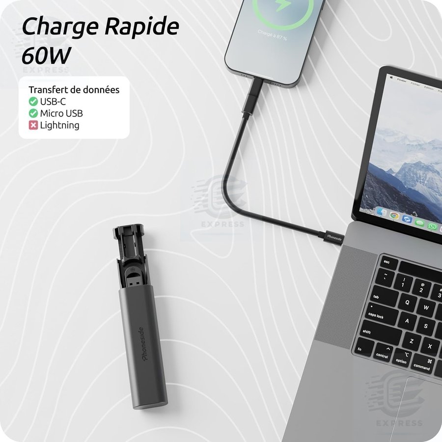 NY Phoneside Spaceline Allt-i-ett-resefodral • 6 tillbehör • USB C 60w kabel