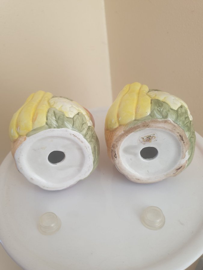 Vegetable Salt and Pepper Shakers Sia barbotine vintage from the 80s.